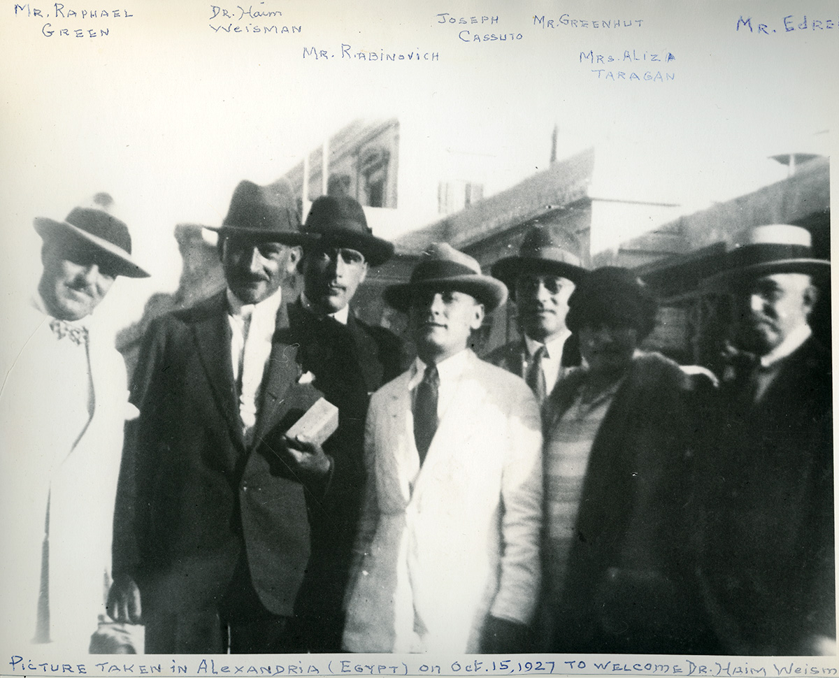 Joseph Cassuto & Friends With Chaim Weizmann (Holding Book) -- Cairo, Egypt (1927)