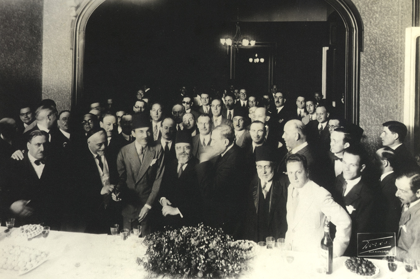 Joseph Cassuto (in White) at Meeting In Alexandria, Egypt (1929)